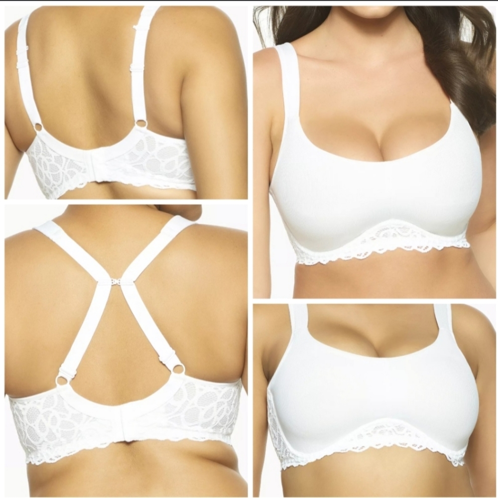 Nwt Paramour Marron Underwire Lined Camisole Bra Lace Ribbed Racerback Adjustabl